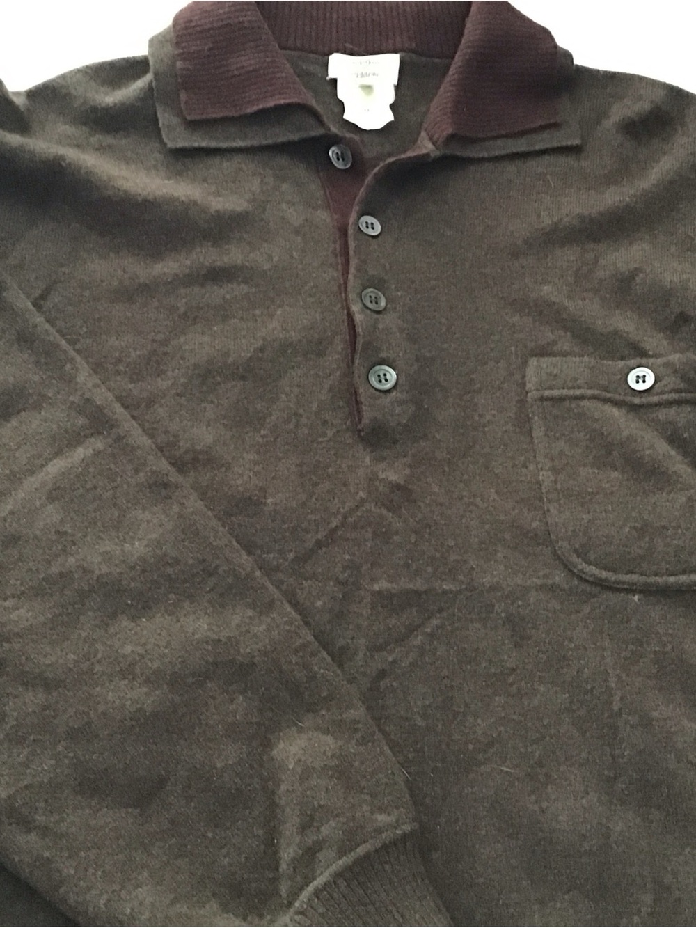 Avon Celli Men's Brown Long-Sleeve Polo Shirt with Chest Pocket Size 54 Cashmere